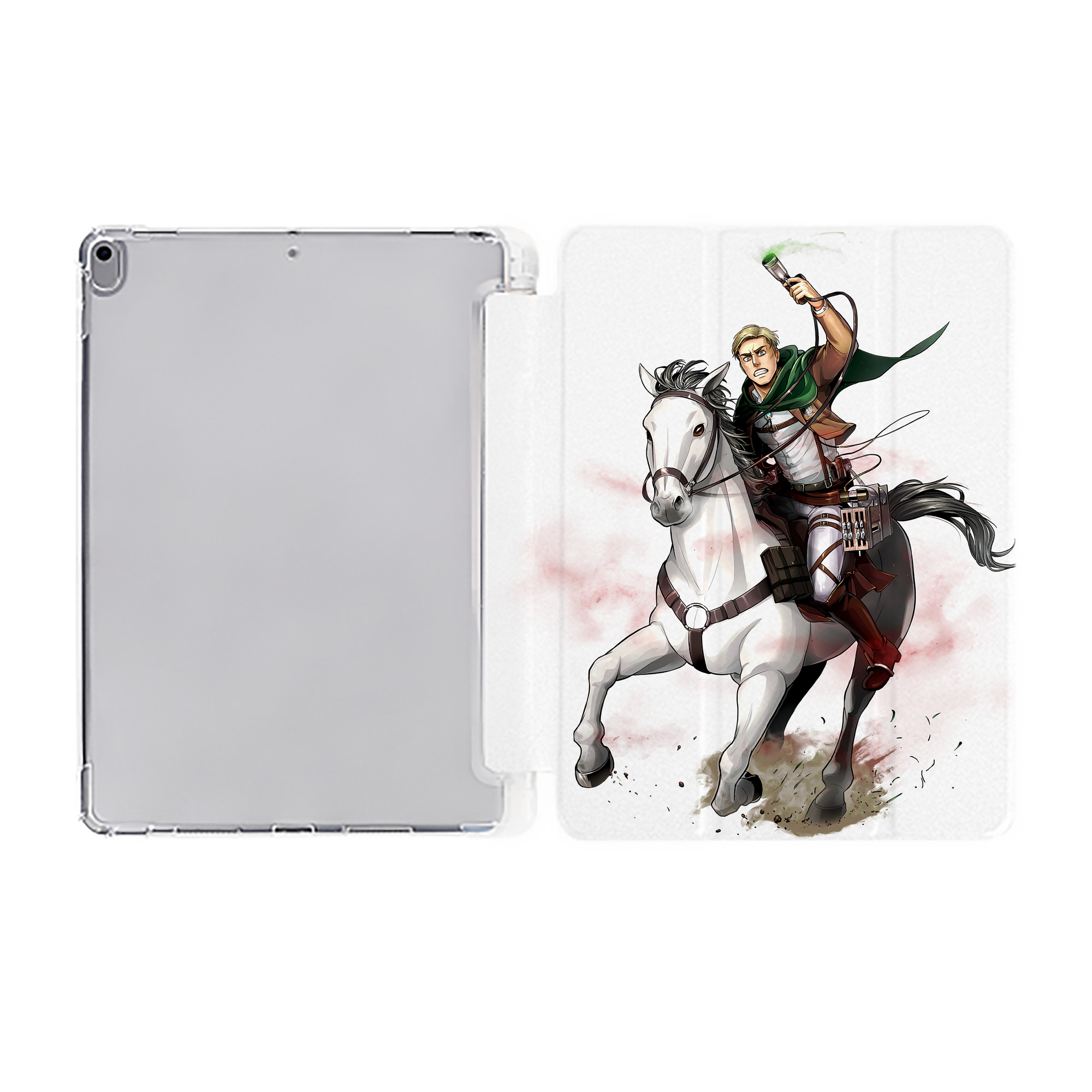 （画像用） 進撃の巨人 エルヴィン・スミス Attack on Titan Erwin Smith IPad ケース ペン収納付き 三つ折りスタンド PUレザー×シリコン 対応機種9.5/10.5/10.9インチ